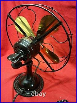 10.5 Robbins & Myers Co. Antique Oscillating 3-Speed Brass Blade Fan