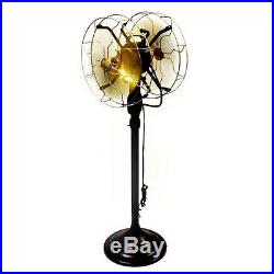 12Electric Floor Fan Double Sided Oscillating Brass Blade Vintage Antique Style