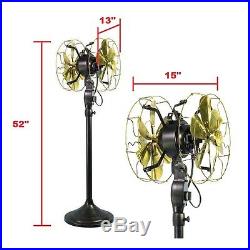 12Electric Floor Fan Double Sided Oscillating Brass Blade Vintage Antique Style