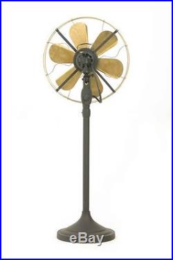 12 Blade Electric Floor Stand Fan Oscillating Vintage Metal Brass Antique style