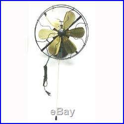12 Blades Brass Electric Wall Mount Oscillating Fan 3 Speed Vintage Antique Sty