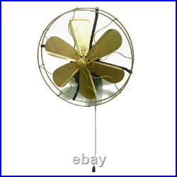 12 Blades Brass Wall Mount Fan Oscillating Work 3 Speed Vintage Antique style