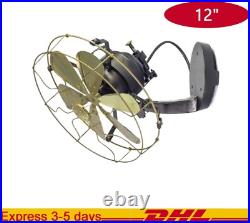12 Blades Wall Mount Brass Fan Oscillating Vintage Antique style Work 3 Speed 12 Blades Wall Mount Brass Fan Oscillating Vintage Antique style Work 3 Speed