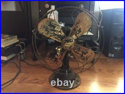 12 Peerless Oscillating Fan With Brass Blades GE Western Electric Emerson