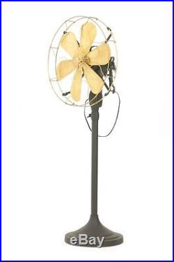 14 Blade Electric Floor Stand Fan Oscillating Vintage Metal Brass Antique style