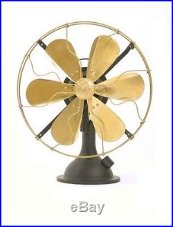 14 Blades Electric Table Fan Oscillating Work Vintage Metal Brass Antique style