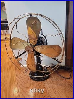 16 3 STAR GE Oscillating Fan, Brass Cage and Blades, 3 Speeds, 1917 16 3 STAR GE Oscillating Fan, Brass Cage and Blades, 3 Speeds, 1917