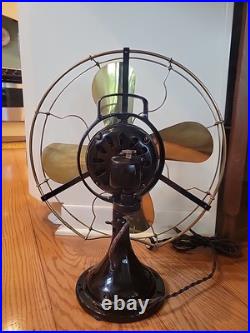 16 3 STAR GE Oscillating Fan, Brass Cage and Blades, 3 Speeds, 1917 16 3 STAR GE Oscillating Fan, Brass Cage and Blades, 3 Speeds, 1917