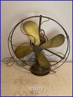 16 Antique Fan Ge Brass Blades General Electric Oscillating Cast Iron 16 Antique Fan Ge Brass Blades General Electric Oscillating Cast Iron