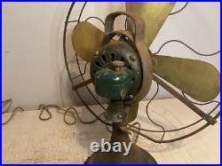 16 Antique Fan Ge Brass Blades General Electric Oscillating Cast Iron 16 Antique Fan Ge Brass Blades General Electric Oscillating Cast Iron