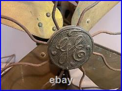 16 Antique Fan Ge Brass Blades General Electric Oscillating Cast Iron 16 Antique Fan Ge Brass Blades General Electric Oscillating Cast Iron