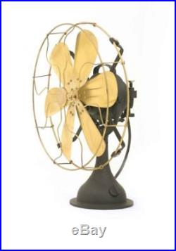 16 Blade Electric Table Fan Oscillating Orbit Vintage Metal Brass Antique style