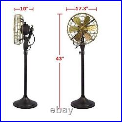 16 Brass Blade Electric Floor Stand Fan Oscillating Vintage Metal Antique style