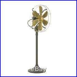 16 Brass Blade Electric Stand Fan Orbital Oscillate Work Vintage Antique style
