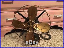 1893-1906 12 Westinghouse 4 Blade Brass Cage Tank Fan Antique Electric #60677