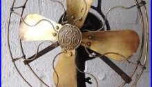 1901 ANTIQUE HUNTER MOTOR BRASS CAGE withBRASS BLADES OSCILLATING FAN WORKING