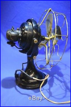 1901 Antique 12 GE Electric Oscillating fan with brass blades Working