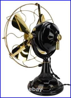 1904 12 GE DC Round Ball Desk Fan 60V Restored Antique Electric Brass