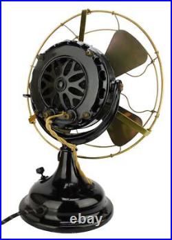 1905 12 GE Pancake Trunnion Mount Fan Refinished Antique Electric Desk Brass
