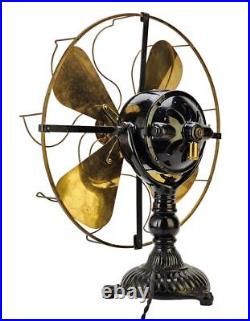 1906 12 Diehl Ornate Base Desk Fan Restored Antique Electric Brass