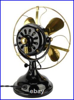 1908 Hunter Electric 12 BMY Desk Fan Restored Antique Electric Brass