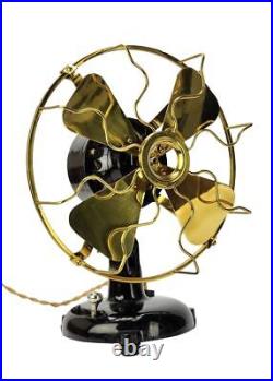 1909 8 Menominee Tab Base Vertical Switch Fan Antique Brass