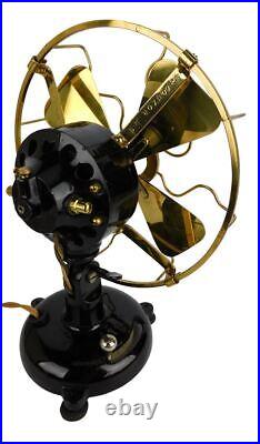 1909 8 Menominee Tab Base Vertical Switch Fan Antique Brass