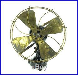 1910 12 Jandus Ball Motor Desk Fan Antique Brass Electric