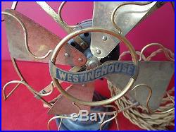 1910 WESTINGHOUSE ANTIQUE ELECTRIC FAN WITH BRASS BLADES & CAGES PAT'D