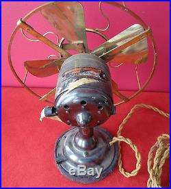 1910 WESTINGHOUSE ANTIQUE ELECTRIC FAN WITH BRASS BLADES & CAGES PAT'D
