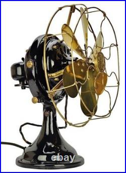 1911 12 GE 6 Blade Kidney Oscillator Restored Antique Electric Brass Fan