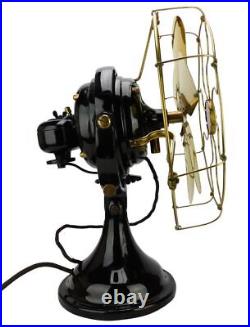 1911 12 GE 6 Blade Kidney Oscillator Restored Antique Electric Brass Fan