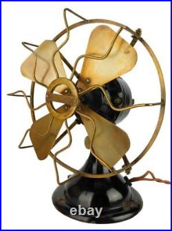 1913 8 Menominee Stationary Cone Base Desk Fan Original Antique Electric Brass