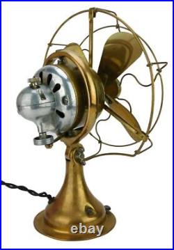 1919 8 GE All Brass Oscillating Desk Fan Antique Electric Brass