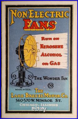 1919 Lake Breeze Motor Co Non Electric Fan Catalog Kerosene Gas Alcohol B5-91