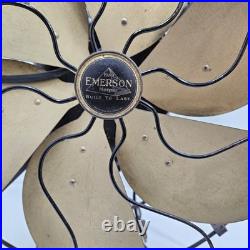 1920's Emerson Type 29668 16 Oscillating Desk Fan Brass 6 Blade Antique