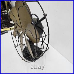 1920's Emerson Type 29668 16 Oscillating Desk Fan Brass 6 Blade Antique