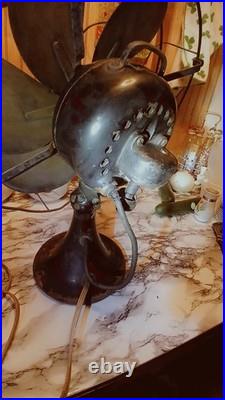 1920's Emerson Type 29668 16 Oscillating Desk Fan Brass 6 Blade Antique