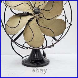 1920's Emerson Type 29668 16 Oscillating Desk Fan Brass 6 Blade Antique