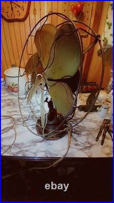 1920's Emerson Type 29668 16 Oscillating Desk Fan Brass 6 Blade Antique