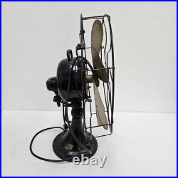 1920's Emerson Type 29668 16 Oscillating Desk Fan Brass 6 Blade Antique