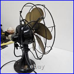 1920's Emerson Type 29668 16 Oscillating Desk Fan Brass 6 Blade Antique