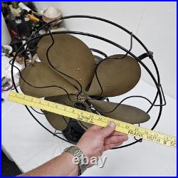 1920's Emerson Type 29668 16 Oscillating Desk Fan Brass 6 Blade Antique