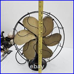 1920's Emerson Type 29668 16 Oscillating Desk Fan Brass 6 Blade Antique