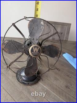 1920s-30s Antique Westinghouse 13' Desk Fan 4 Blade 3 Speed WORKING