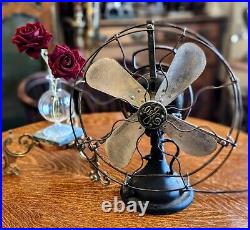 1920s General Electric Oscillating Fan Brass Blades Antique GE AOU 3-Speed