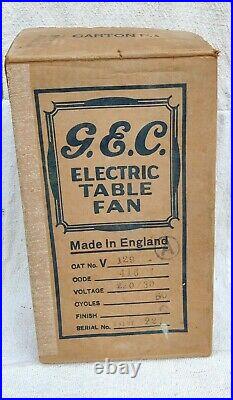 1920s Vintage Old GEC Electric Table Fan Cardboard Box Advertising Rare England