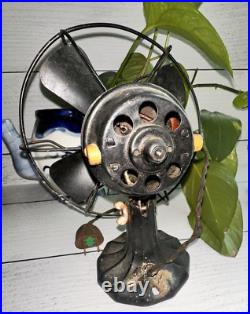 1925 Polar Cub Type H Brass Blade Electric Desk Fan Works