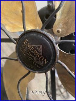 1926 12 Emerson Brass-blade Oscillating Fan Type 29646 in Original Condition