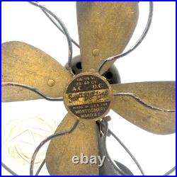 1930'S Emerson Style 10 Brass Fan Super Blue Line Montgomery Wards WORKS GREAT